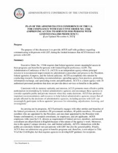 2023 Administrative Conference of the United States ACUS Language Access Plan pdf