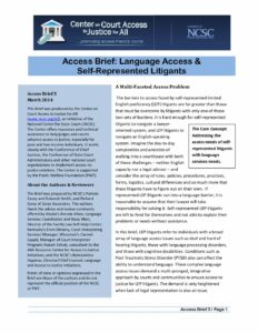Access Brief Language Access and Self Represented Litigants pdf