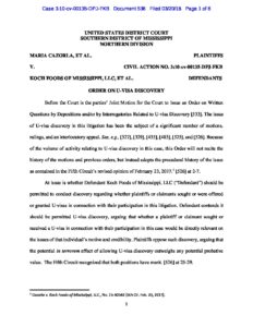 Carzola v. Koch Order on U visa discovery March 20 2018 pdf