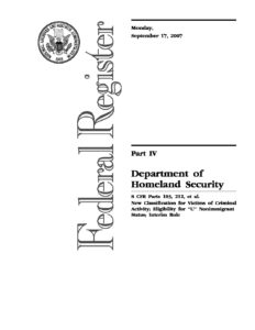 DHS U visa regulations VAWA confidentiality 1367 09.17.2007 pdf