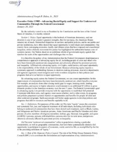 Executive Order 13985—Advancing Racial Equity and Support for Underserved pdf
