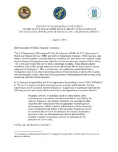 Joint Letter from HUD HHS ad DOJ on Immigrant Access to Shelter and Transitional Housing Aug 2016 pdf