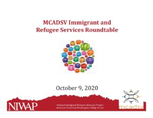 MCADSV Immigrant and Refugee Services Roundtable 10.9.20 Final pdf