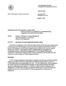 Memo Revocation of VAWA Based Self Petitions August 5 2002 pdf