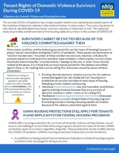 National Housing Law Project Tenant Rights DV Survivors During COVID 19 pdf