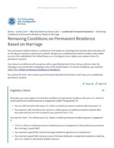 Removing Conditions on Permanent Residence Based on Marriage USCIS pdf