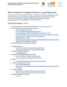 Safe Housing for Immigrant Survivors Legal Resources pdf