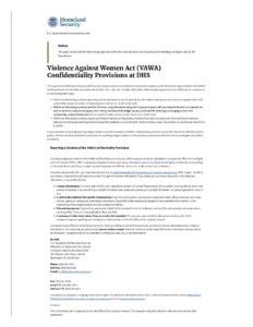 VAWA Confidentiality DHS Complaint Instrts. 2021 pdf