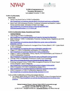 VAWA Confidentiality Materials List 11.17.23 pdf