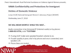 VAWA Confidentiality Rural Immigrant Victims Presentation 6 27 18 pdf