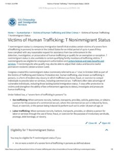 Victims of Human Trafficking T Nonimmigrant Status USCIS pdf